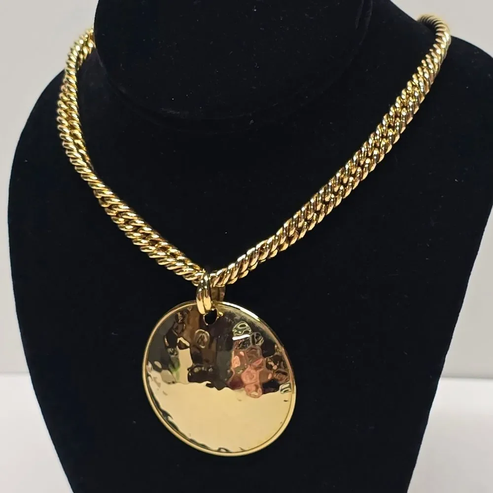 Carolee Lux Extra Long Heavy Chunky Gold Chain Necklace With Bronzallure Pendant